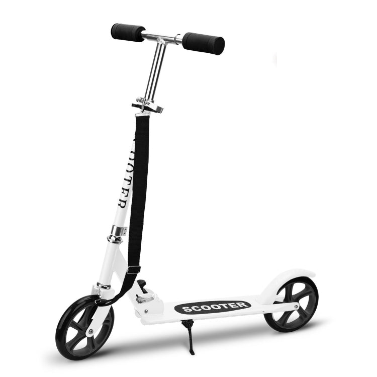 [US Warehouse] 200mm Large Wheels Adjustable Folding Aluminum Alloy Scooter (White)
