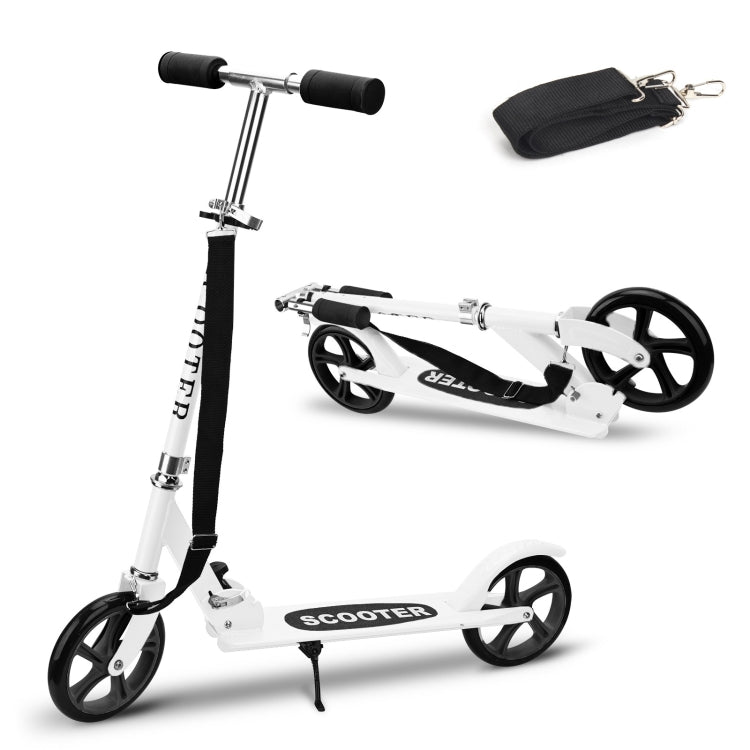 [US Warehouse] 200mm Large Wheels Adjustable Folding Aluminum Alloy Scooter (White)
