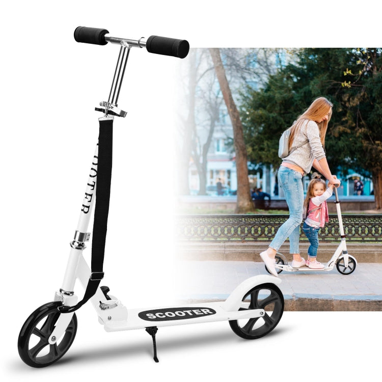 [US Warehouse] 200mm Large Wheels Adjustable Folding Aluminum Alloy Scooter (White)