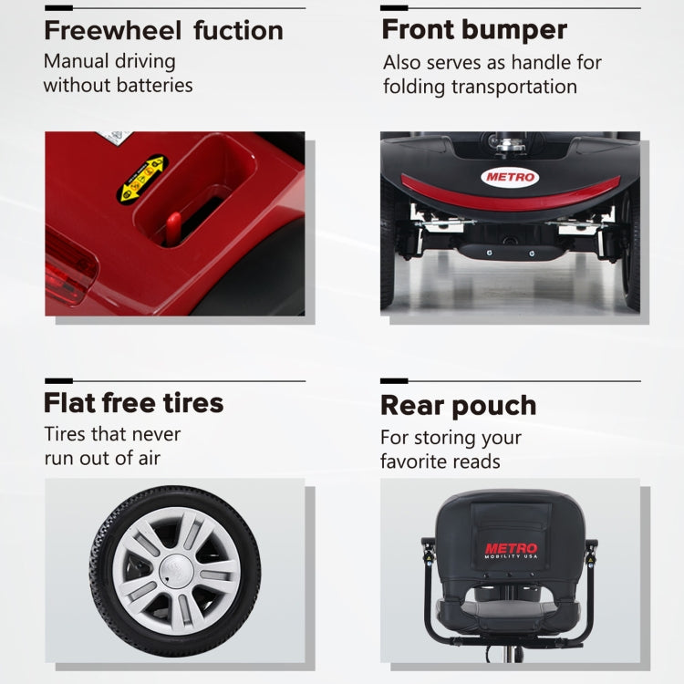 [US Warehouse] METRO M1-RED Compact Outdoor Electric Mobility Scooter Travel Tools, US Plug (Red)
