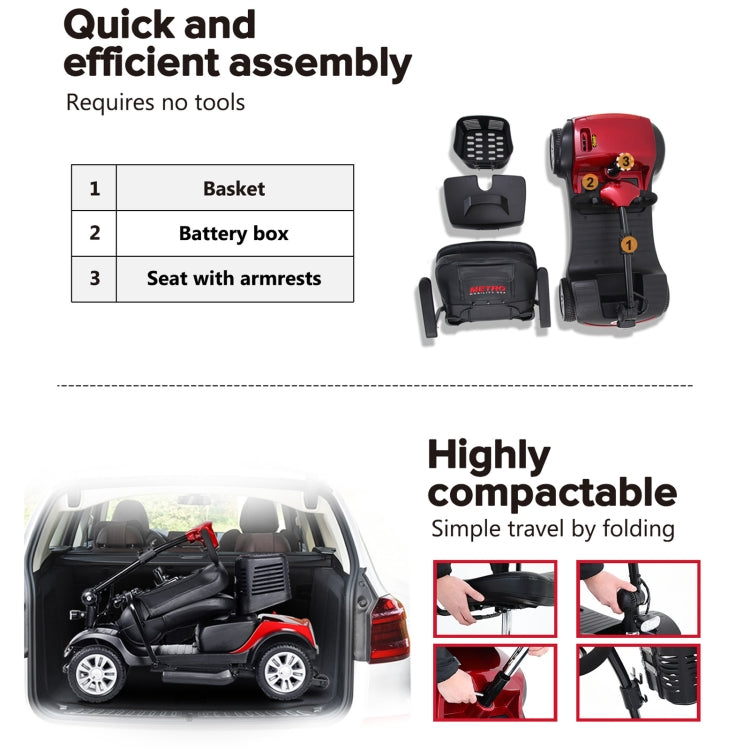 [US Warehouse] METRO M1-RED Compact Outdoor Electric Mobility Scooter Travel Tools, US Plug (Red)