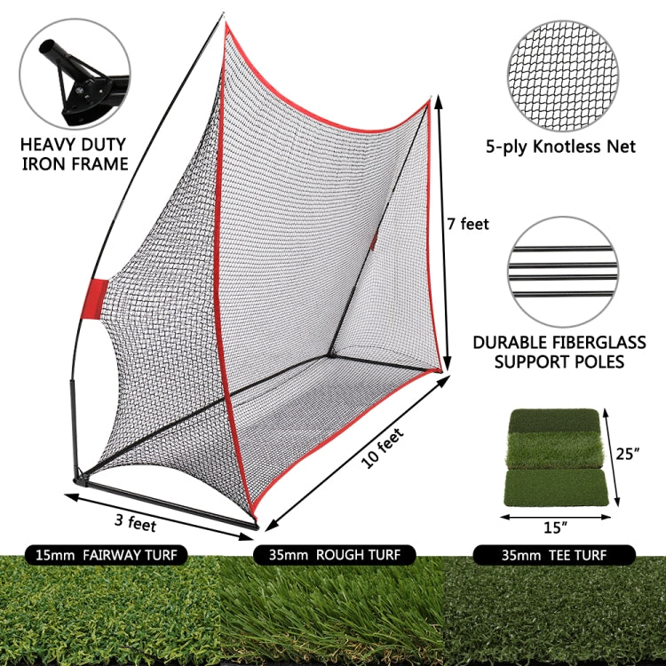 [US Warehouse] 10x7 inch Portable Outdoor Golf Training Net with Strike Pad (Red)