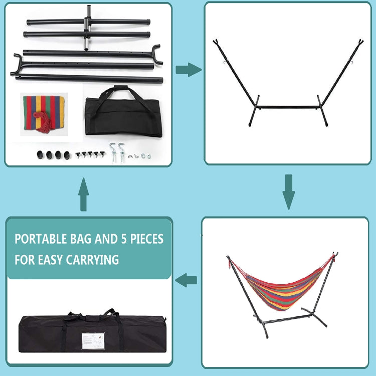 [US Warehouse] 112 inch Large Size Double Classic Hammock with Carrying Pouch (Red Stripes)