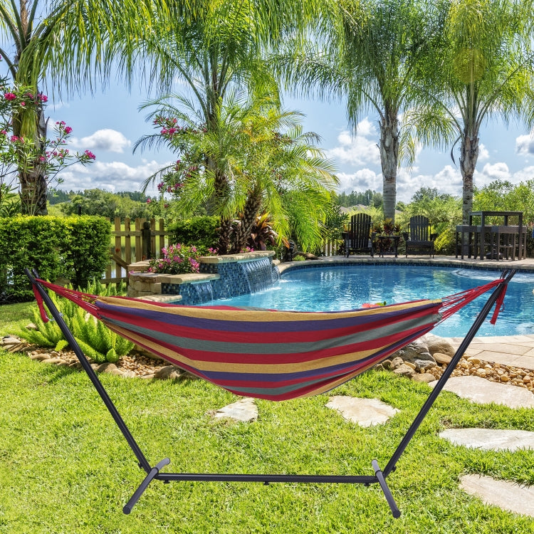 [US Warehouse] 112 inch Large Size Double Classic Hammock with Carrying Pouch (Red Stripes)