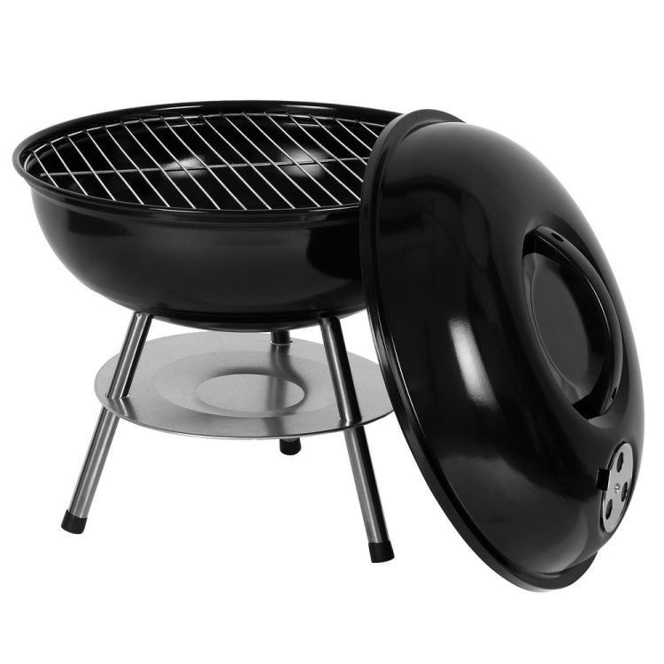 [US Warehouse] 14 Inch Apple Shape Outdoor Enamel Charcoal Furnace Barbecue Stand Grill (Black)