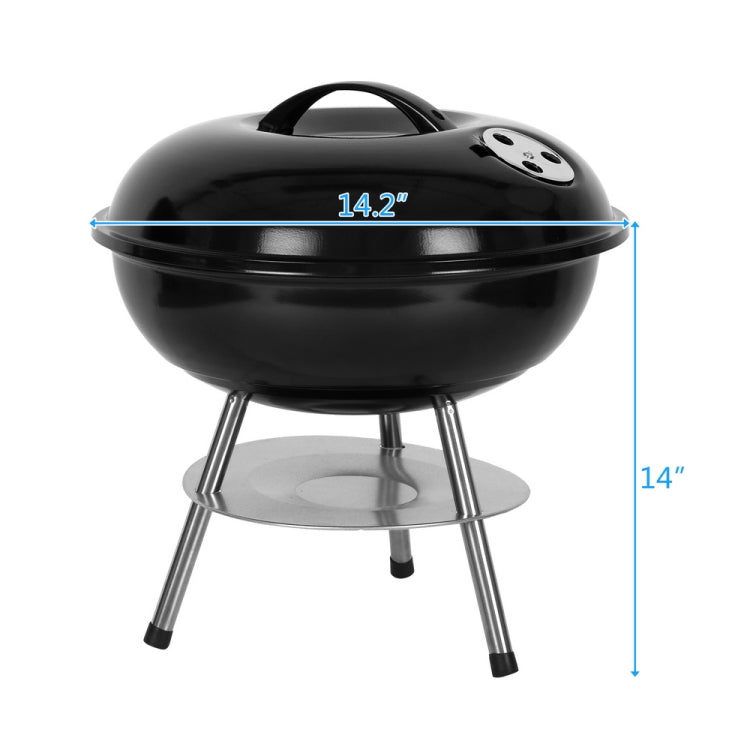 [US Warehouse] 14 Inch Apple Shape Outdoor Enamel Charcoal Furnace Barbecue Stand Grill (Black)