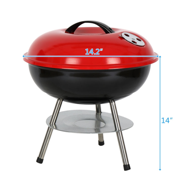 [US Warehouse] 14 Inch Apple Shape Outdoor Enamel Charcoal Furnace Barbecue Stand Grill (Red)