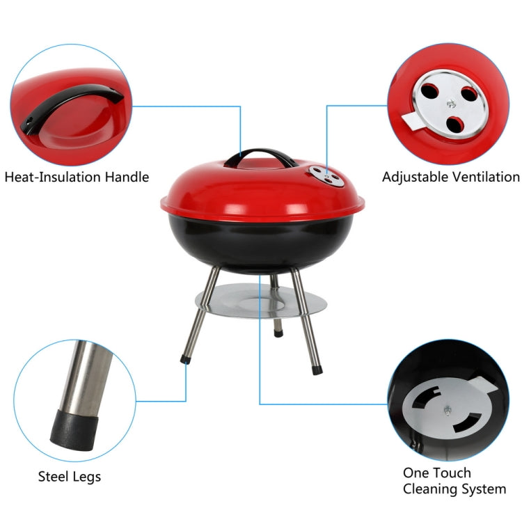 [US Warehouse] 14 Inch Apple Shape Outdoor Enamel Charcoal Furnace Barbecue Stand Grill (Red)