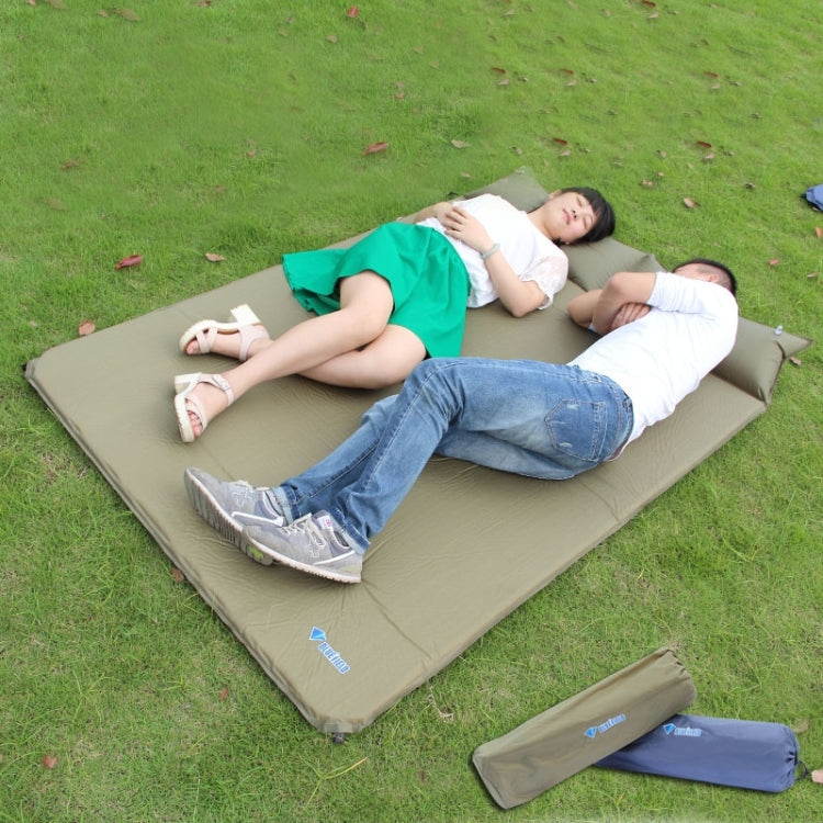 Outdoor Camping Mat Tent Moisture-Proof Mattress Bed Folding Sleeping Pad Double Automatic Inflatable Mat with Pillow, Size: 185x130cm