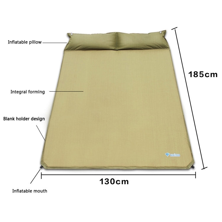 Outdoor Camping Mat Tent Moisture-Proof Mattress Bed Folding Sleeping Pad Double Automatic Inflatable Mat with Pillow, Size: 185x130cm