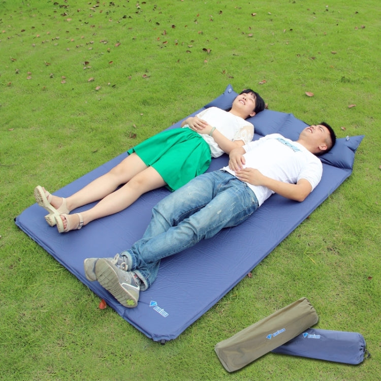 Outdoor Camping Mat Tent Moisture-Proof Mattress Bed Folding Sleeping Pad Double Automatic Inflatable Mat with Pillow, Size: 185x130cm