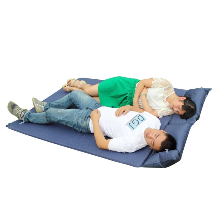 Outdoor Camping Mat Tent Moisture-Proof Mattress Bed Folding Sleeping Pad Double Automatic Inflatable Mat with Pillow, Size: 185x130cm
