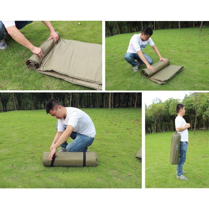 Outdoor Camping Mat Tent Moisture-Proof Mattress Bed Folding Sleeping Pad Double Automatic Inflatable Mat with Pillow, Size: 185x130cm