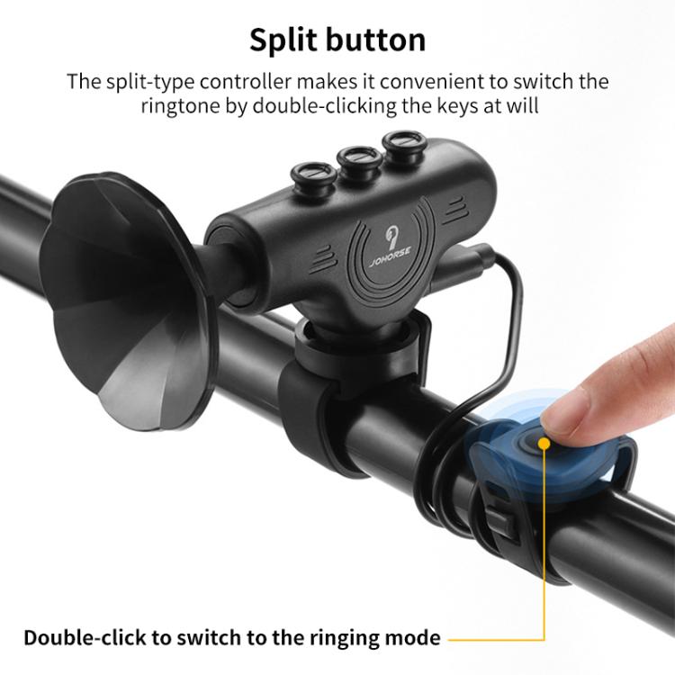 Electronic Cycling Bell Handlebar Horns Rechargeable Electric Bell Waterproof Adjustable Siren  - Black