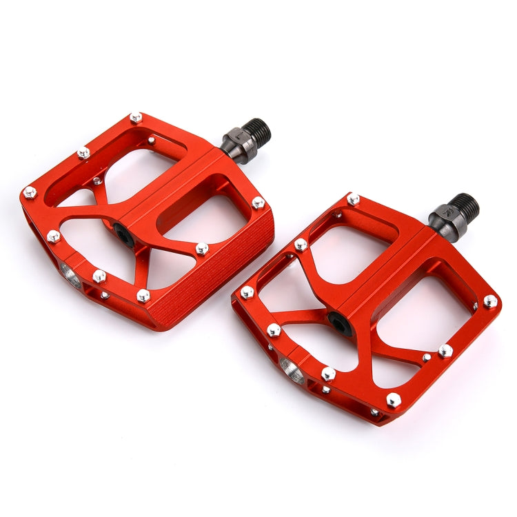 1 Pair M2 Aluminum Alloy Platform Pedals CNC Steel Axle 9/16 inch for Bike MTB BMX(Red)
