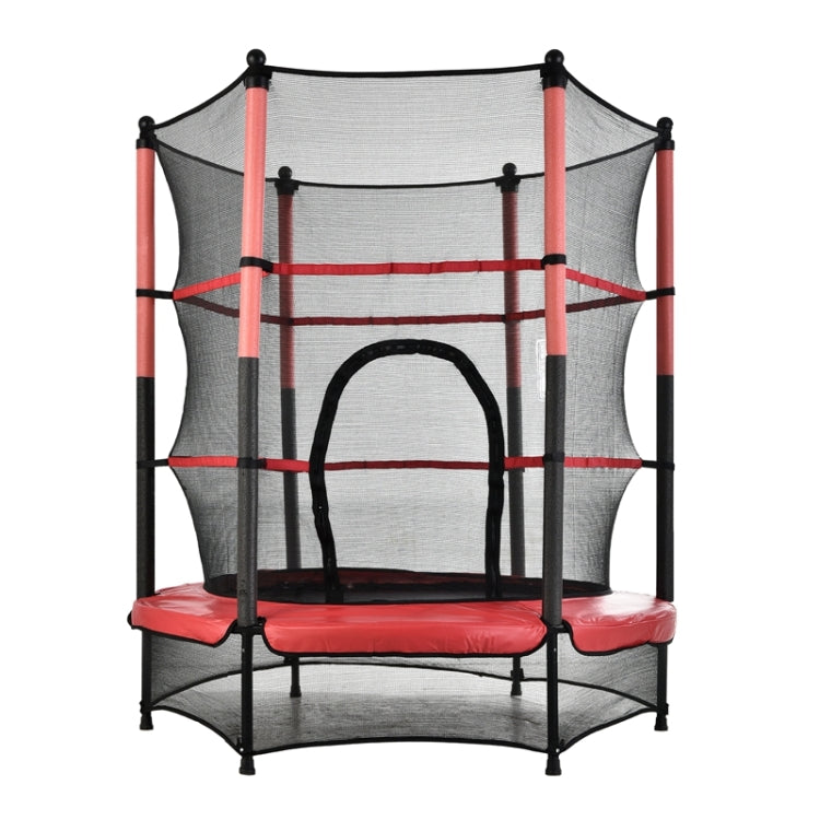 [US Warehouse] Outdoor Recreational Round Shape Trampoline with Safety Enclosure Net, Size: 55 inch (Red)