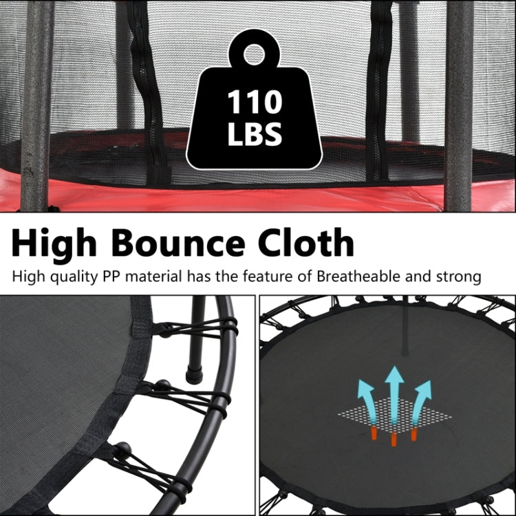 [US Warehouse] Outdoor Recreational Round Shape Trampoline with Safety Enclosure Net, Size: 55 inch (Red)