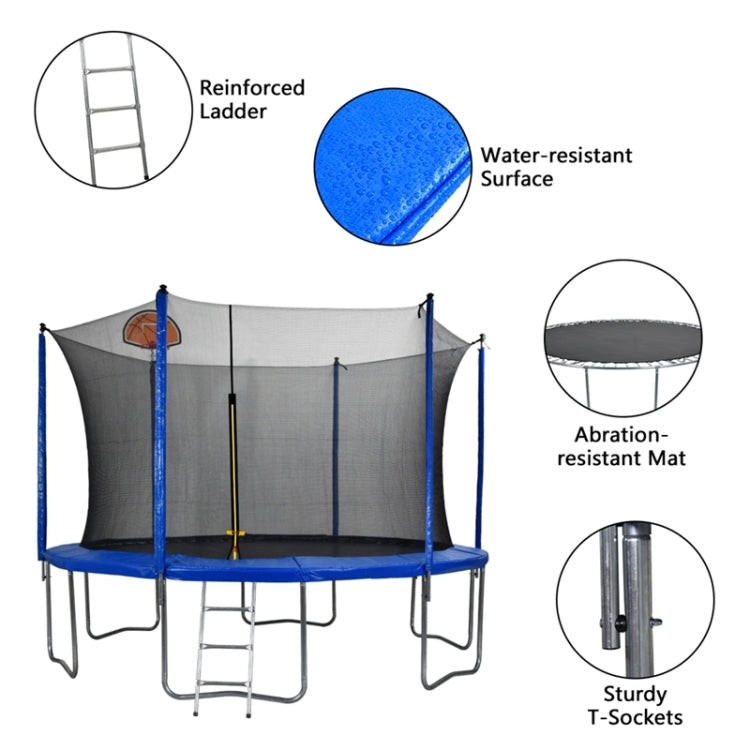 [US Warehouse] Outdoor Recreational Trampoline with Safety Enclosure Net & Backboard Net, Size: 12FT