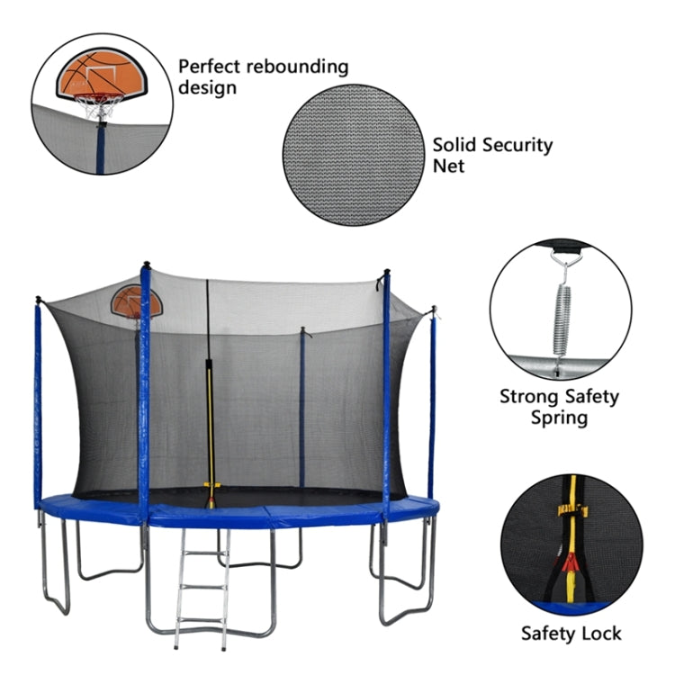 [US Warehouse] Outdoor Recreational Trampoline with Safety Enclosure Net & Backboard Net, Size: 12FT