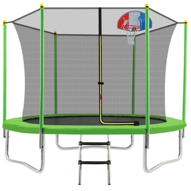 [US Warehouse] Outdoor Recreational Trampoline with Safety Enclosure Net & Basketball Hoop & Ladder, Size: