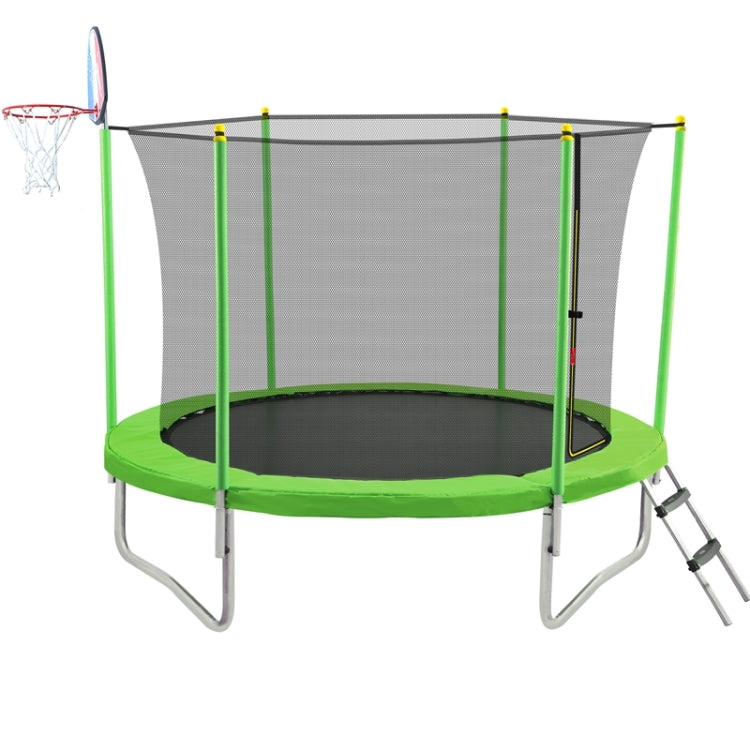 [US Warehouse] Outdoor Recreational Trampoline with Safety Enclosure Net & Basketball Hoop & Ladder, Size: