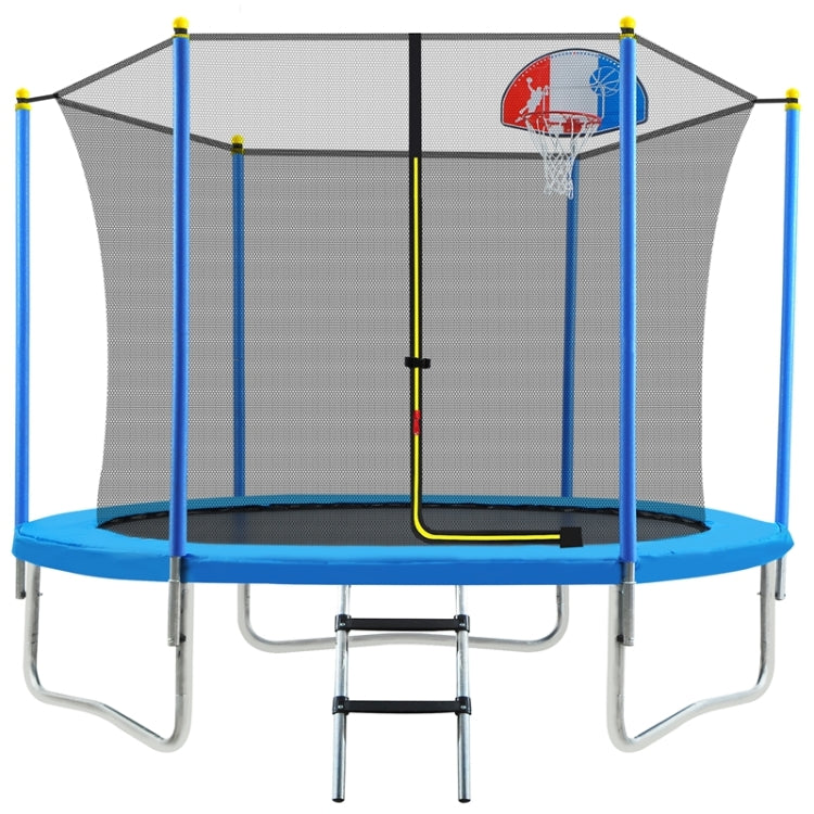 [US Warehouse] Outdoor Recreational Trampoline with Safety Enclosure Net & Basketball Hoop & Ladder, Size: