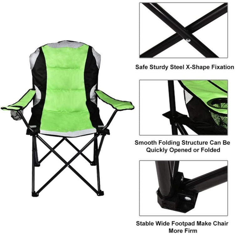 [US Warehouse] 600D Oxford PVC Powder Coated Portable Folding Chairs with Cup Holder & Pad, Size: 60x92x105cm