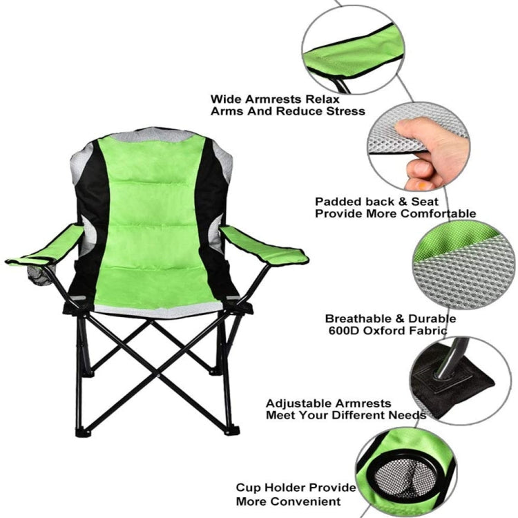 [US Warehouse] 600D Oxford PVC Powder Coated Portable Folding Chairs with Cup Holder & Pad, Size: 60x92x105cm
