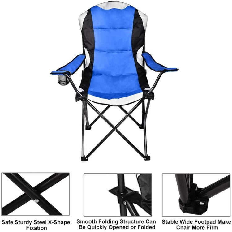 [US Warehouse] 600D Oxford PVC Powder Coated Portable Folding Chairs with Cup Holder & Pad, Size: 60x92x105cm