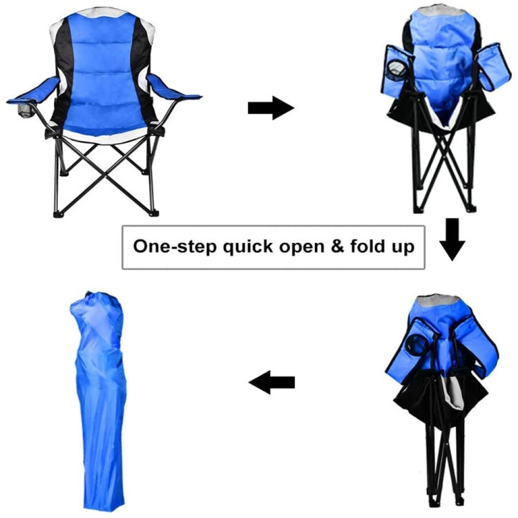 [US Warehouse] 600D Oxford PVC Powder Coated Portable Folding Chairs with Cup Holder & Pad, Size: 60x92x105cm