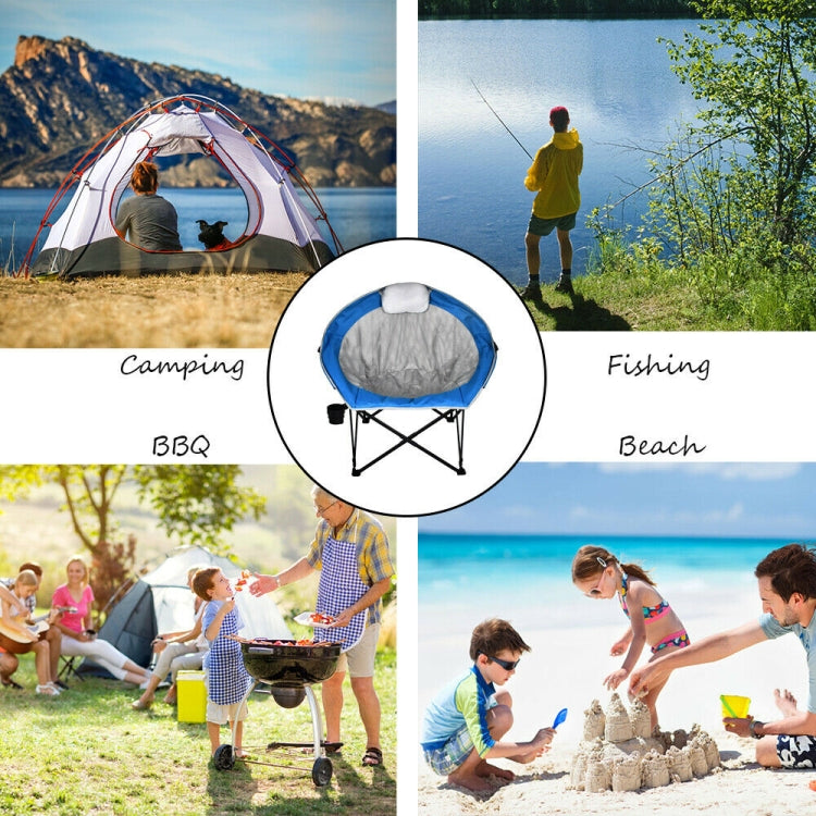 [US Warehouse] 600D PVC Folding Camping Chairs with Pillow, Size: 100x83x92cm