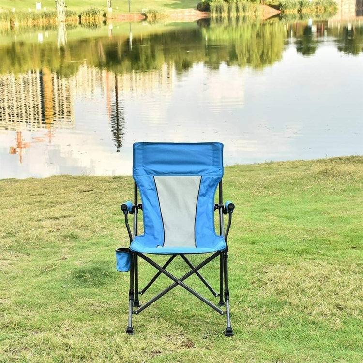 [US Warehouse] 600D PVC Powder-Coated Portable Camping Chairs with Cup Holder & Cushion, Size: 67x55x95cm