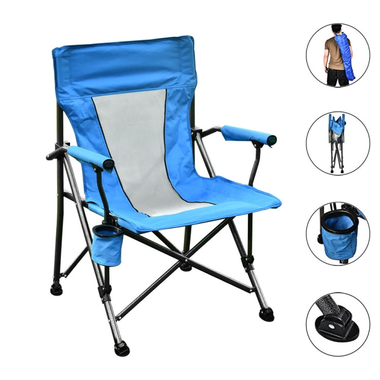 [US Warehouse] 600D PVC Powder-Coated Portable Camping Chairs with Cup Holder & Cushion, Size: 67x55x95cm