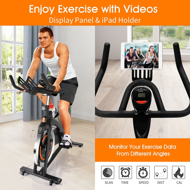 [US Warehouse] Magnetic Resistance Indoor Fixed Height Adjustable Exercise Bike with 40-pound Flywheel & LCD Display & Tablet Holder