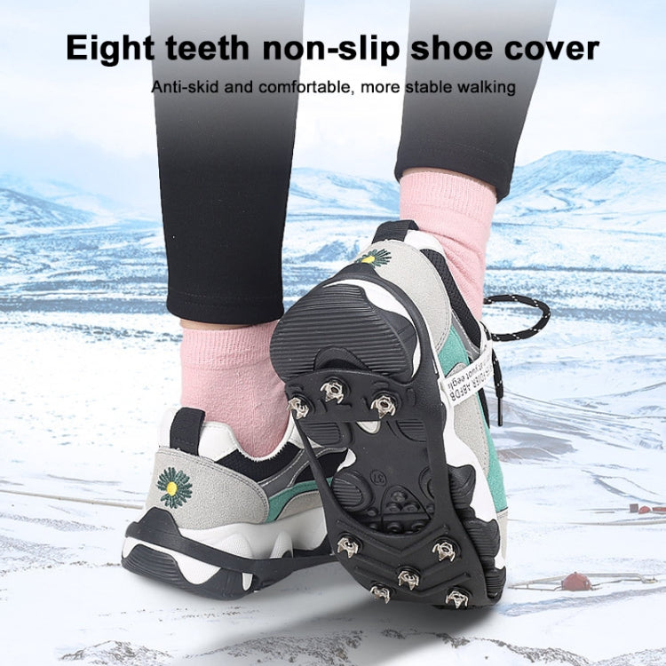 1 Pair 011 8-teeth Outdoor Snow Ice Ground Anti-slip Crampons Shoe Cover, Size:M (200-250mm)