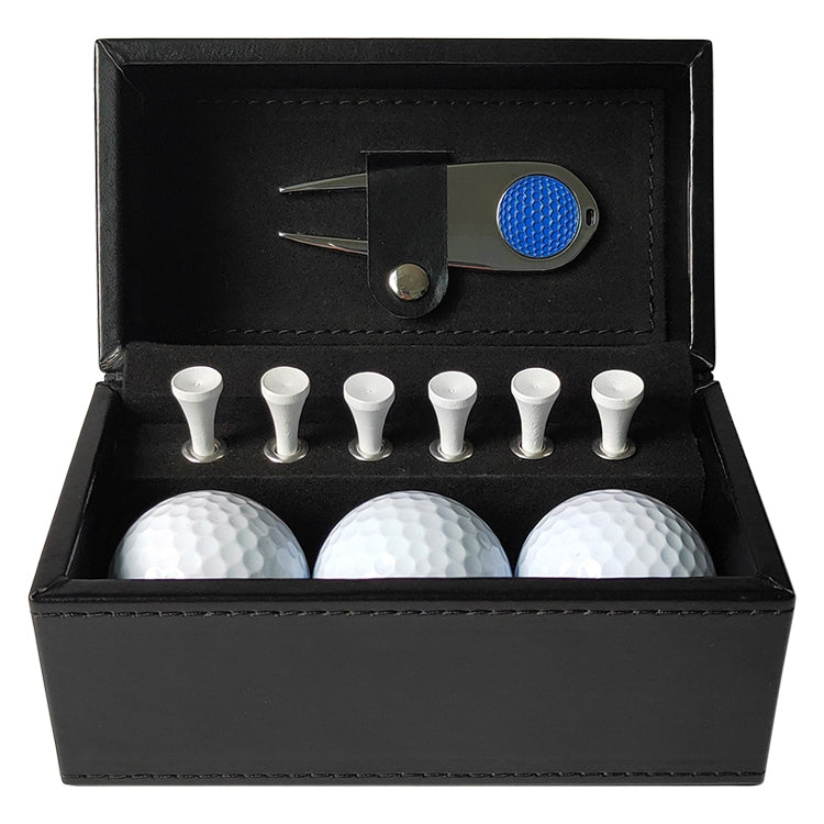 11 in 1 6 Golf Tees + Divot Tool + 3 Golf Balls + Leather Box Set