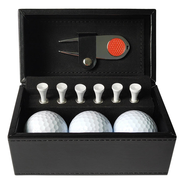 11 in 1 6 Golf Tees + Divot Tool + 3 Golf Balls + Leather Box Set
