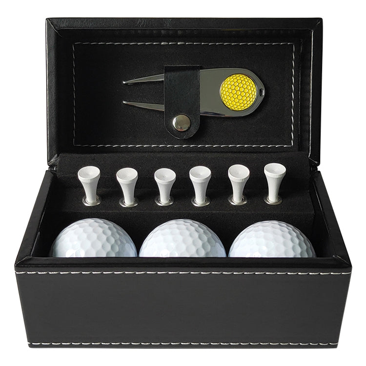 11 in 1 6 Golf Tees + Divot Tool + 3 Golf Balls + Leather Box Set