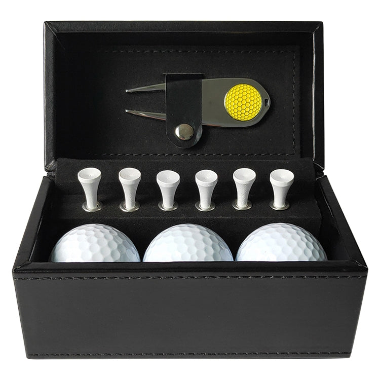 11 in 1 6 Golf Tees + Divot Tool + 3 Golf Balls + Leather Box Set