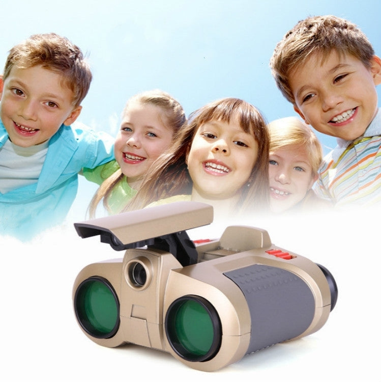 Children Night Vision Device 4X30 Binoculars with Lights Adjustable Focus Telescope, Green Film