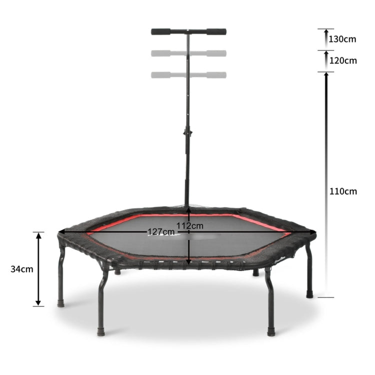 [EU Warehouse] 50 inch Foldable Home Adults Fitness Trampoline Bouncing Bed with T-shaped Height-adjustable Bar