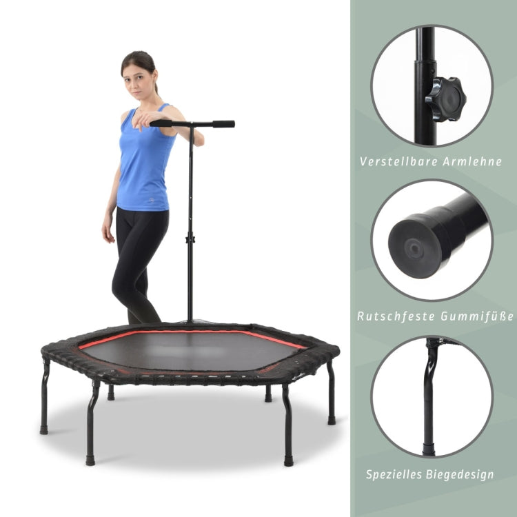 [EU Warehouse] 50 inch Foldable Home Adults Fitness Trampoline Bouncing Bed with T-shaped Height-adjustable Bar