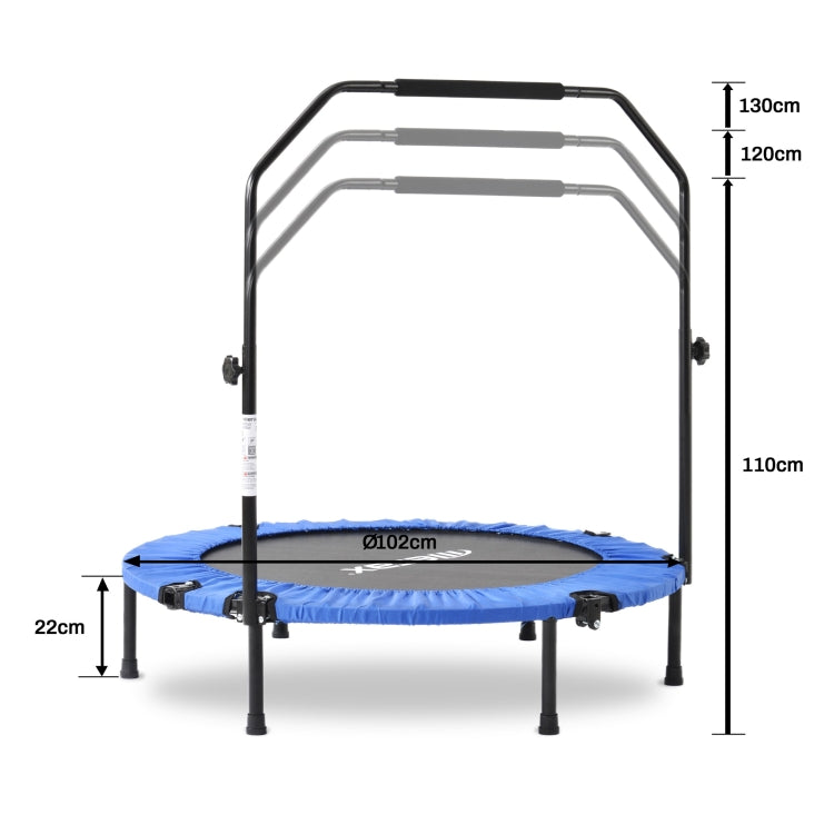 [EU Warehouse] 40 inch Mini Foldable Home Fitness Rebounder Trampoline Bouncing Bed with Adjustable Foam Handle