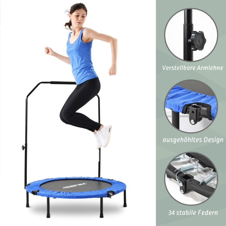 [EU Warehouse] 40 inch Mini Foldable Home Fitness Rebounder Trampoline Bouncing Bed with Adjustable Foam Handle