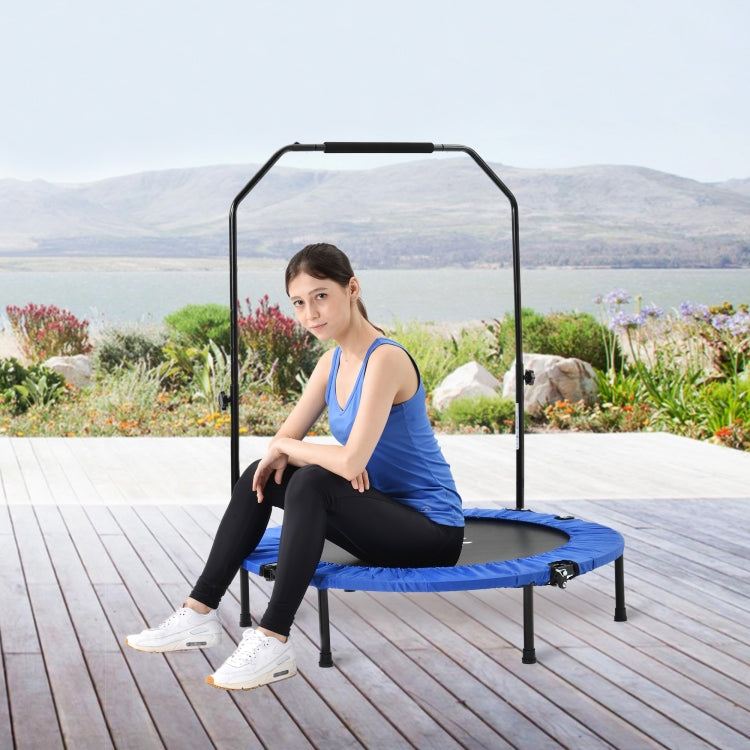[EU Warehouse] 40 inch Mini Foldable Home Fitness Rebounder Trampoline Bouncing Bed with Adjustable Foam Handle