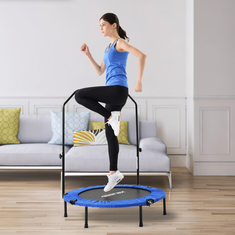 [EU Warehouse] 40 inch Mini Foldable Home Fitness Rebounder Trampoline Bouncing Bed with Adjustable Foam Handle