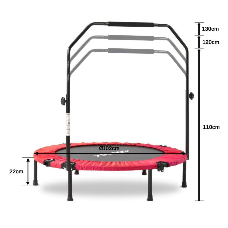 [EU Warehouse] 40 inch Mini Foldable Home Fitness Rebounder Trampoline Bouncing Bed with Adjustable Foam Handle