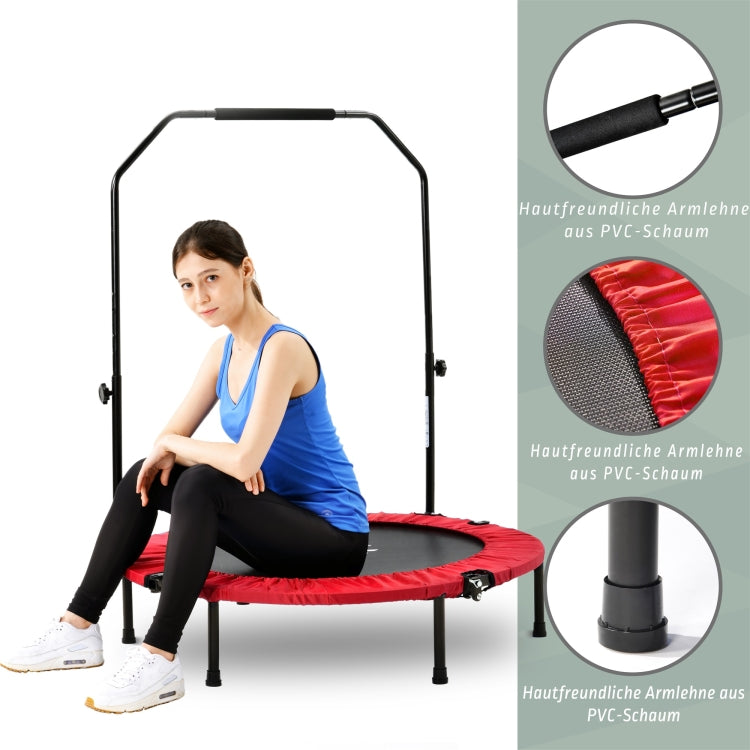 [EU Warehouse] 40 inch Mini Foldable Home Fitness Rebounder Trampoline Bouncing Bed with Adjustable Foam Handle