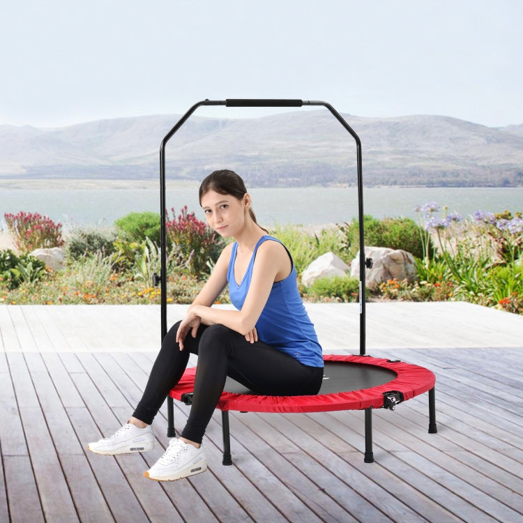[EU Warehouse] 40 inch Mini Foldable Home Fitness Rebounder Trampoline Bouncing Bed with Adjustable Foam Handle