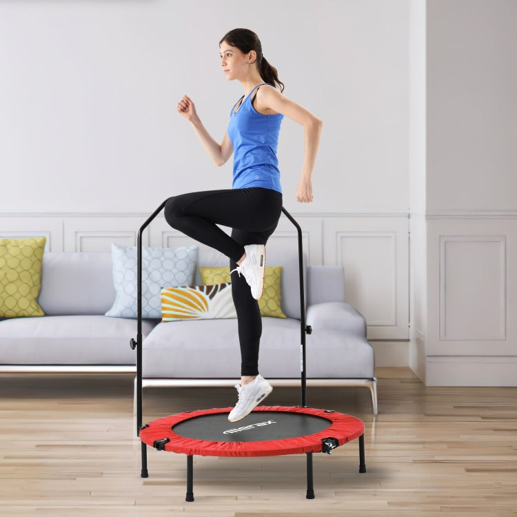 [EU Warehouse] 40 inch Mini Foldable Home Fitness Rebounder Trampoline Bouncing Bed with Adjustable Foam Handle